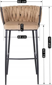 Bárszék bézs bársony, FLORES