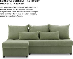 Venezia sarokkanapé, kordbársony, univerzális oldal, hab töltet, zöld