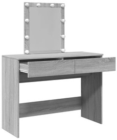 szürke sonoma színű fésülködőasztal LED-del 100 x 40 x 130 cm