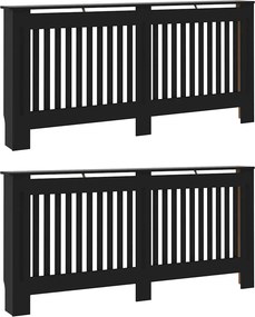 vidaXL Radiátor fedezék 2 pcs Fekete 172 x 19 x 81,5 cm Faanyag