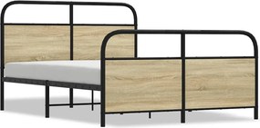 vidaXL sonoma tölgy színű fém ágykeret matrac nélkül 140 x 190 cm