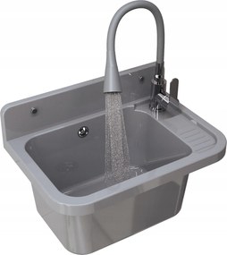 Műszaki Kamra Háztartási Mosogató Szürke Csaptelep Flexibilis Kifolyócsővel