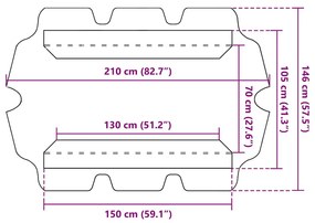 fekete csere ponyva kerti hintaágyhoz 150/130 x 105/70 cm