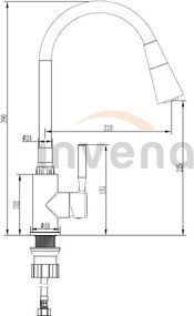 Invena Pogo, magas mosogató csaptelep 2 funkciós, bézs-króm, INV-BZ-80-L03-L