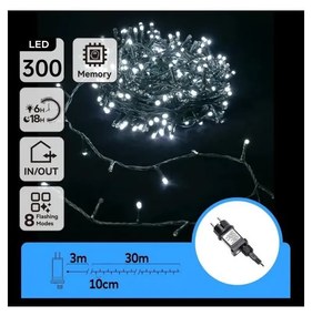 Aigostar - LED kültéri karácsonyi fényfüzér 300xLED/3,6W/230V 30m IP44 hideg fehér