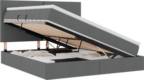 vidaXL Ágy tárolóval és matraccal Sötétszürke 160 x 200 cm Poliészter