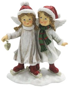 Korcsolyázó angyallánypár vintage karácsonyi dekorációs figura