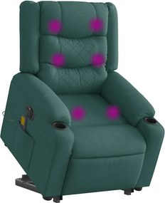 vidaXL sötétzöld szövet dönthető elektromos álló masszázsfotel