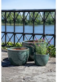 Burnley edények, mázas kerámia, zöld 3 db