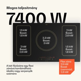 Klarstein Victoria 5 Flex, indukciós főzőlap, beépíthető, 7400 W, 2 Flex zóna, időzítő