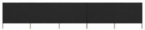 Fekete szövet 5-paneles szélfogó 600 x 80 cm