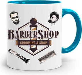 Kék Bögre Ajándék Fodrásznak Barber Shop nyomott mintával
