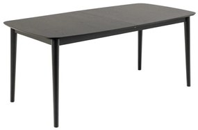 Asztal Oakland 806Fekete, 75x90x180cm, Hosszabbíthatóság, Közepes sűrűségű farostlemez, Természetes fa furnér, Fa