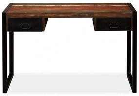 tömör újrahasznosított fa íróasztal 2 fiókkal 120 x 50 x 76 cm