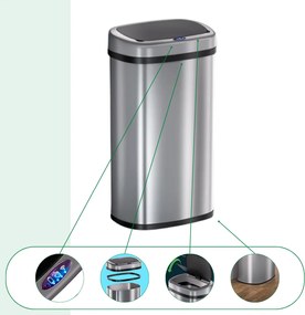 DEUS érzékelős szemetes, 58 liter, ezüst Jurhan