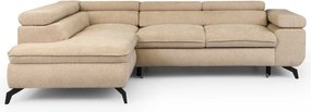 Bézs zsenília sarokkanapé (bal oldali-L alakú) Marbeya – Ropez
