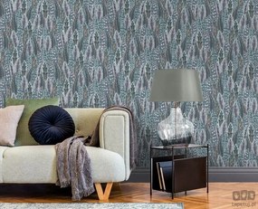 Tollas Tapéta Lila Zöld Csillogó Szemcsés Tapéta