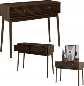 Lare konzol sötét dió 100x35x80 cm 2 fiókos mdf hálószoba nappali