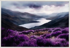 Poszter Alumínium Keret Tájkép Kilátás Skócia Hegyek Fjord Láp 60x40