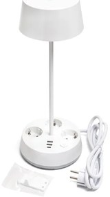 Aigostar - LED Dimmelhető asztali lámpa aljzatokkal és USB-porttal LED/4,6W/230V fehér