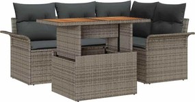 vidaXL Kerti Kanapé Szett tárolóval 5 pcs Szürke Poli rattan
