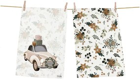 Pamut konyharuha szett karácsonyi mintával, 2 db-os 50x70 cm Festive Car – Butter Kings