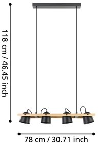 Eglo 900883 - LED RGBW Dimmelhető csillár zsinóron HORNWOOD-Z 4xLED/3,7W/230V