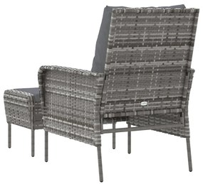 szürke polyrattan kerti szék lábtartóval