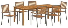 vidaXL Kert étkező szett 7 pcs Szürke Tömör Akácfa