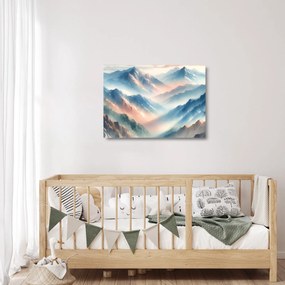 Üveg kép - Akvarell hegyek (70x50 cm)