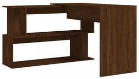 barna tölgyszínű szerelt fa sarokasztal 200 x 50 x 76 cm