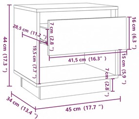2 db fekete forgácslap éjjeliszekrény 45 x 34 x 44 cm