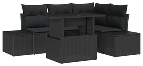 5 darabos Kerti Kanapé Párnákkal Fekete Poli Rattan