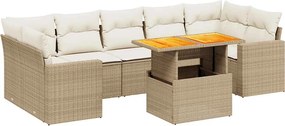 vidaXL 8 részes bézs polyrattan kerti ülőgarnitúra párnával