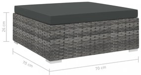 1 db szürke polyrattan moduláris lábtartó párnával
