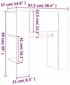 fehér szerelt fa előszobaszekrény 97,5 x 37 x 99 cm