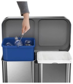 Rozsdamentes acél pedálos szemetes szelektív hulladékhoz 58 l Dual - simplehuman