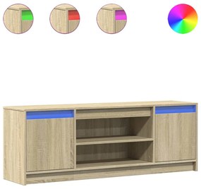 sonoma tölgy színű szerelt fa LED-es TV-szekrény 139,5x34x50 cm
