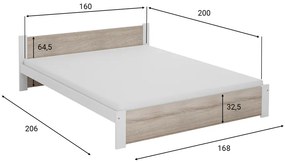 IKAROS ágy 160x200 cm, fehér/sonoma tölgy Ágyrács: Lamellás ágyrács, Matrac: Coco Maxi 19 cm matrac