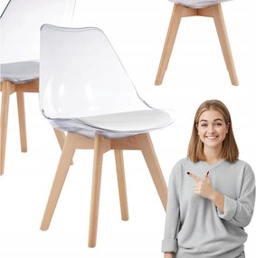 Skandináv Stílusú Szék Fa Lábakkal Nappaliba, Konyhába Párnával 2 Darab