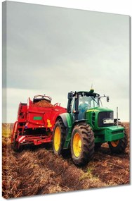 Vászonkép 30x40 Traktor szántás mező farmer