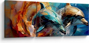 Kép - Delfin festmény (órával) (90x30 cm)
