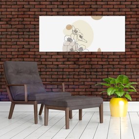 Kép - Bézs virágok pillangóval N⁰4 (120x50 cm)