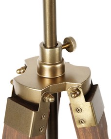 Ipari állólámpa bronz színű fa állvánnyal - Mangoes