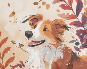 Poszter 50x40cm Collie Őszi évszak