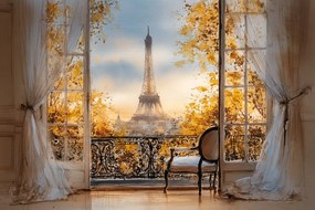 Fotótapéta Flizelina Franciaország Párizs Eiffel-torony Terasz Ablak 312x219 ragasztó