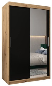 Ruhásszekrény 120 cm Toki 2 (artisan tölgy + matt fekete). 1064980