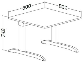 ProOffice C asztal 80 x 80 cm, vadkörte