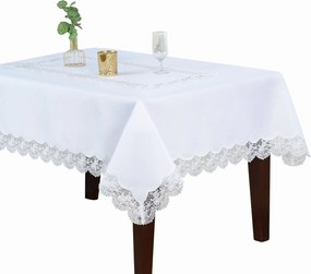 Abrosz 140x280 fehér négyzet Rosse csipkével, rózsákkal