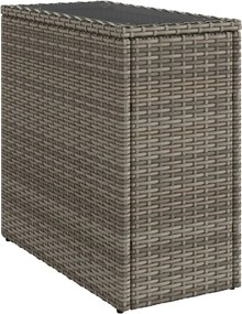vidaXL szürke polyrattan kerti kisasztal üveg lappal 58 x 27,5 x 55 cm